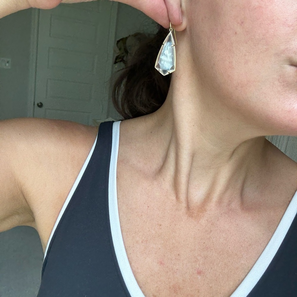 Kendra Scott Gold and White Pearl Stone Earrings